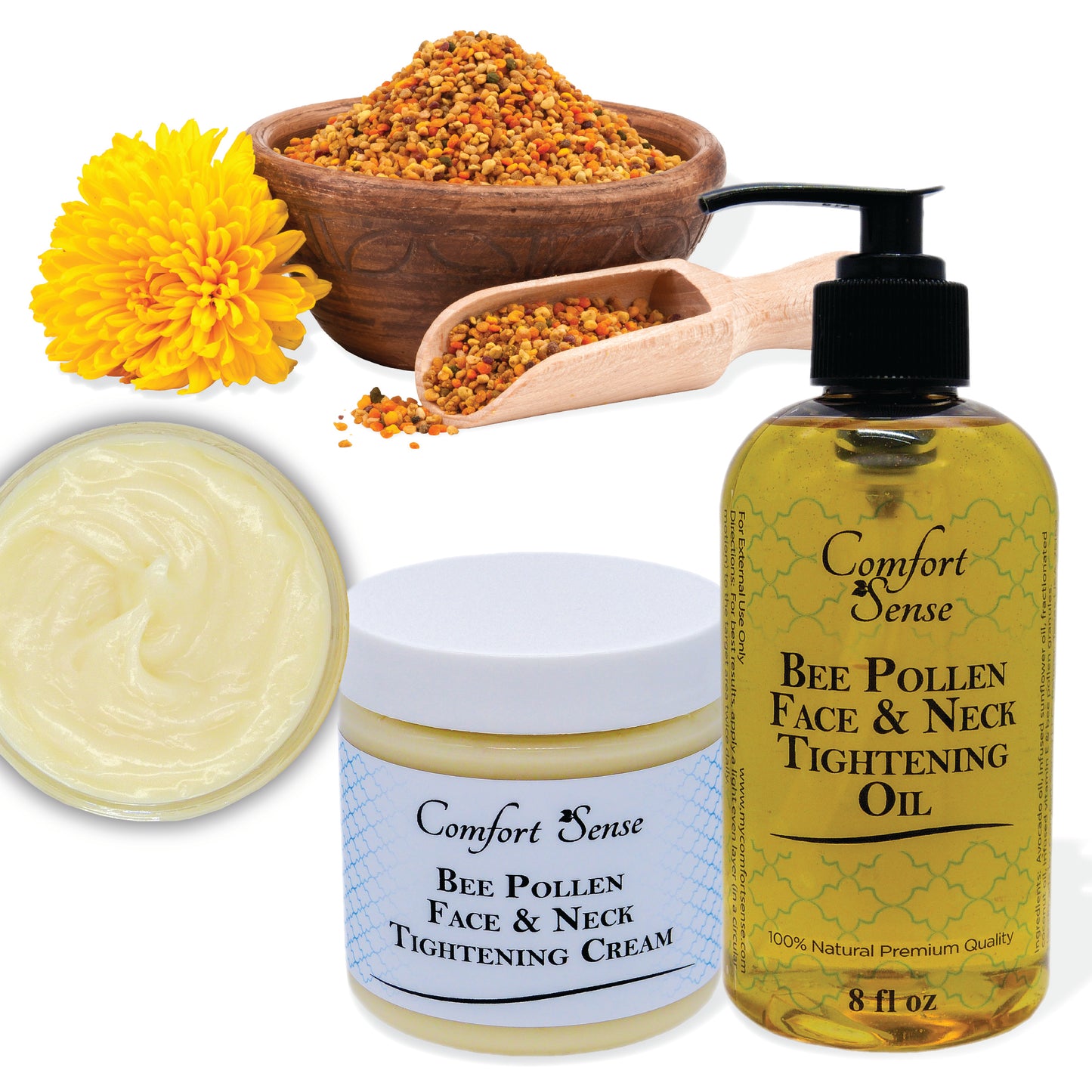 Bee Pollen Face & Neck Tightening Cream & Oil Combo