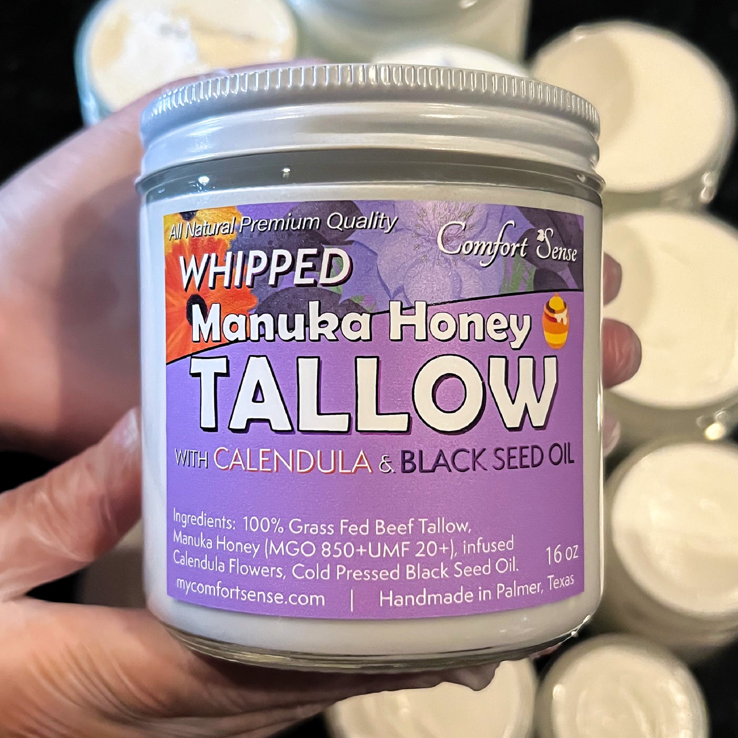 Black Seed Oil Calendula Whipped Beef Tallow Cream with Manuka Honey