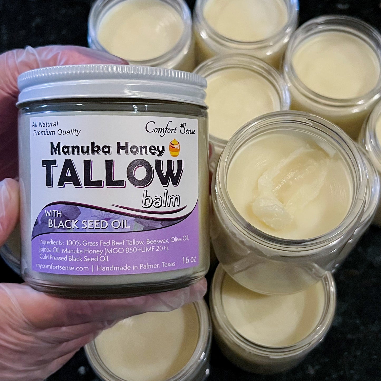 Black Seed Oil Beef Tallow Balm with Manuka Honey