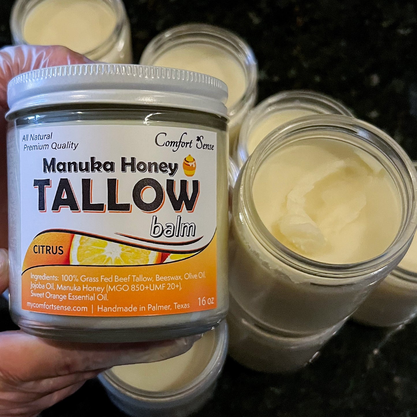 Citrus Beef Tallow Balm with Manuka Honey