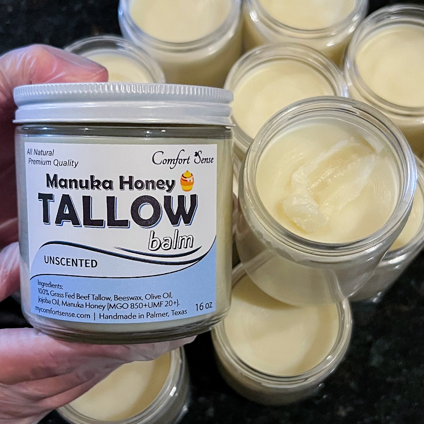 Unscented Beef Tallow Balm with Manuka Honey
