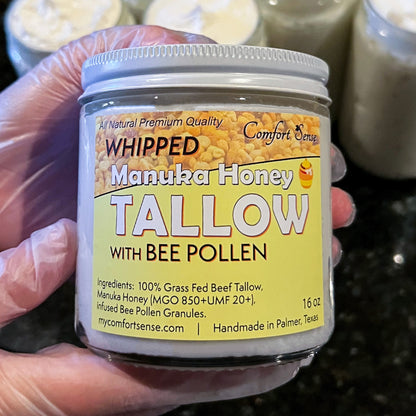 Bee Pollen Whipped Beef Tallow Cream with Manuka Honey