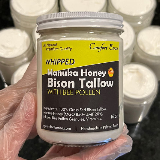 Bee Pollen Whipped Bison Tallow Cream with Manuka Honey
