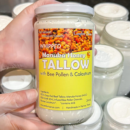 Bee Pollen Colostrum Whipped Beef Tallow Cream with Manuka Honey