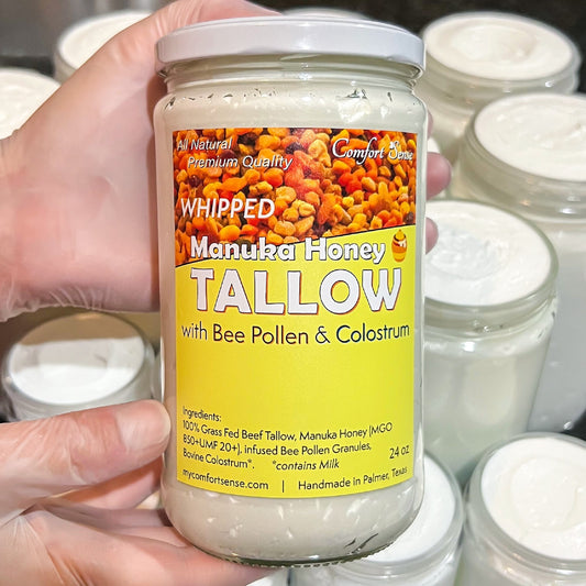 Bee Pollen Colostrum Whipped Beef Tallow Cream with Manuka Honey