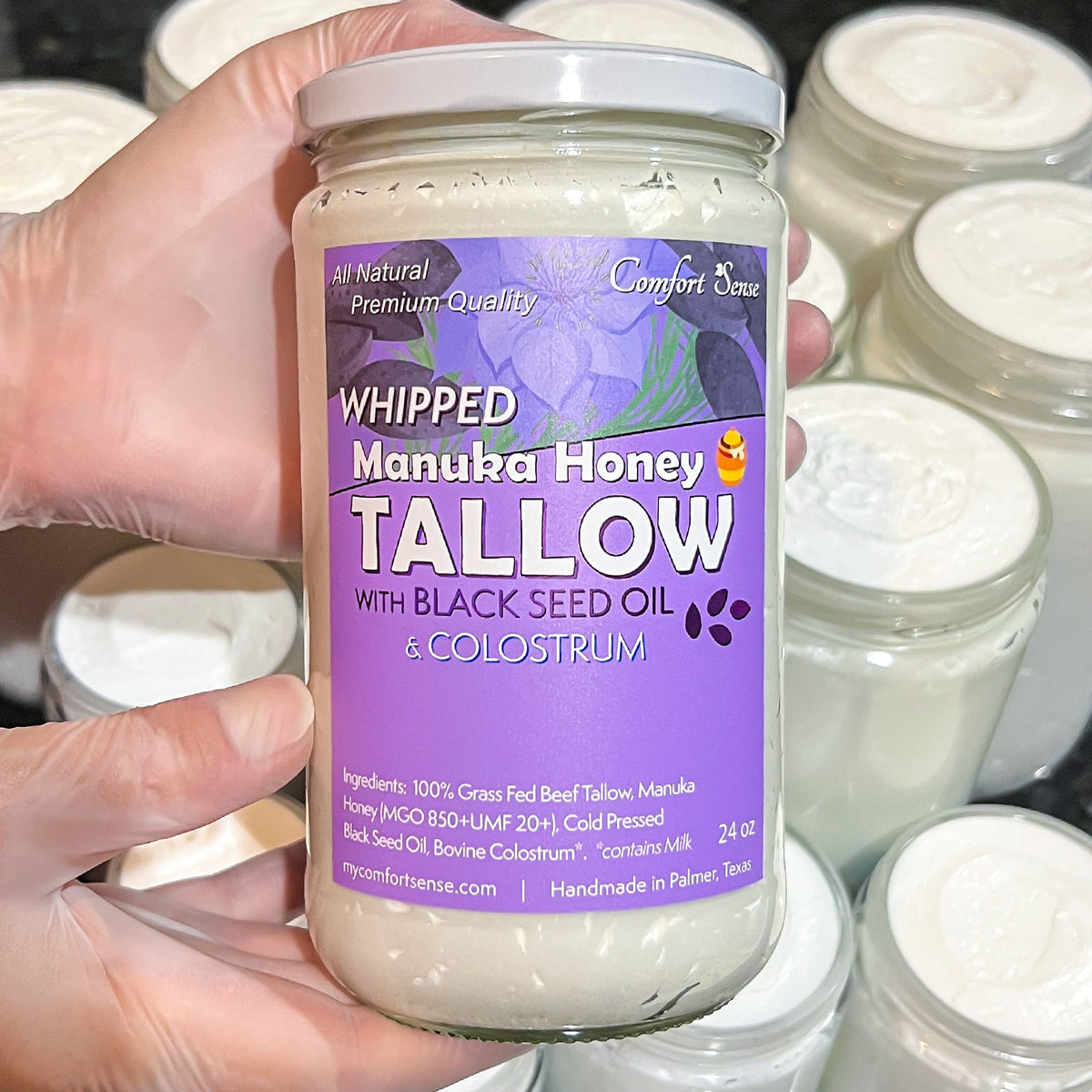 Black Seed Oil Colostrum Whipped Beef Tallow Cream with Manuka Honey