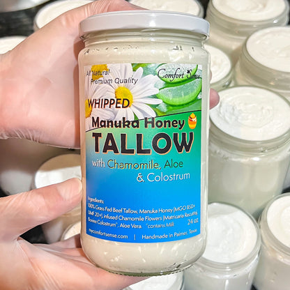 Chamomile Aloe Colostrum Whipped Beef Tallow Cream with Manuka Honey
