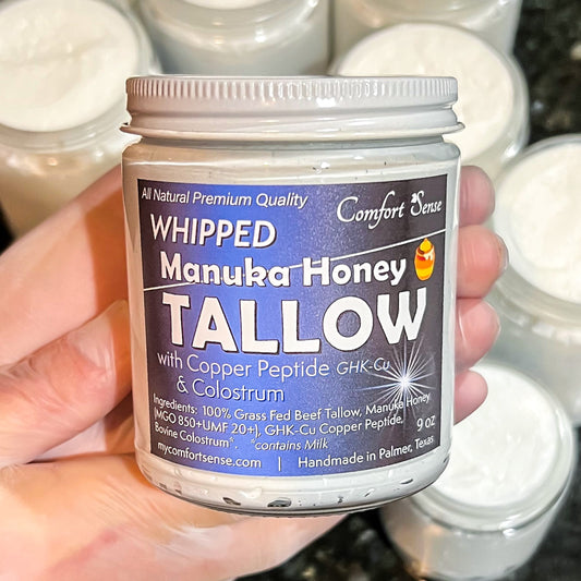 Copper Peptide & Colostrum Whipped Beef Tallow Cream with Manuka Honey