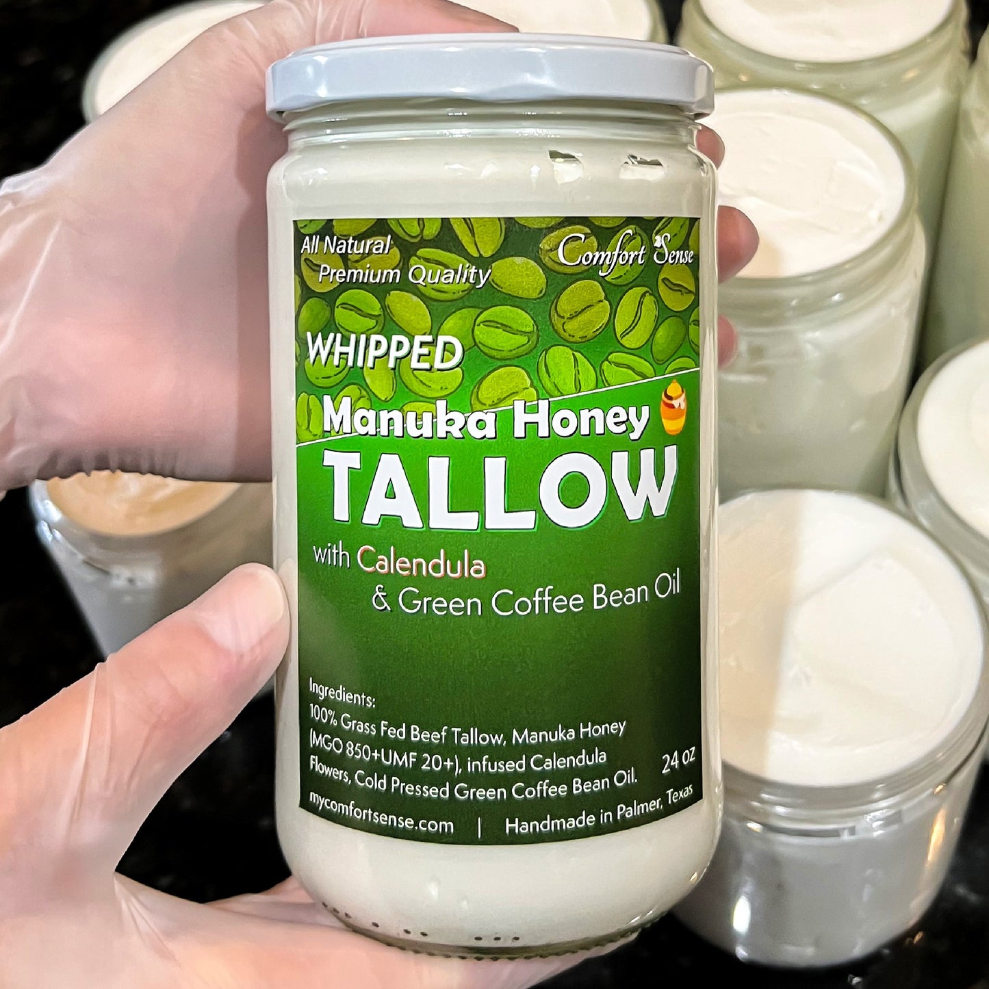 Green Coffee Bean Calendula Whipped Beef Tallow Cream with Manuka Honey