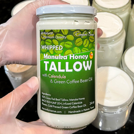 Green Coffee Bean Calendula Whipped Beef Tallow Cream with Manuka Honey