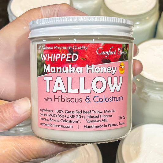 Hibiscus Colostrum Whipped Beef Tallow Cream with Manuka Honey