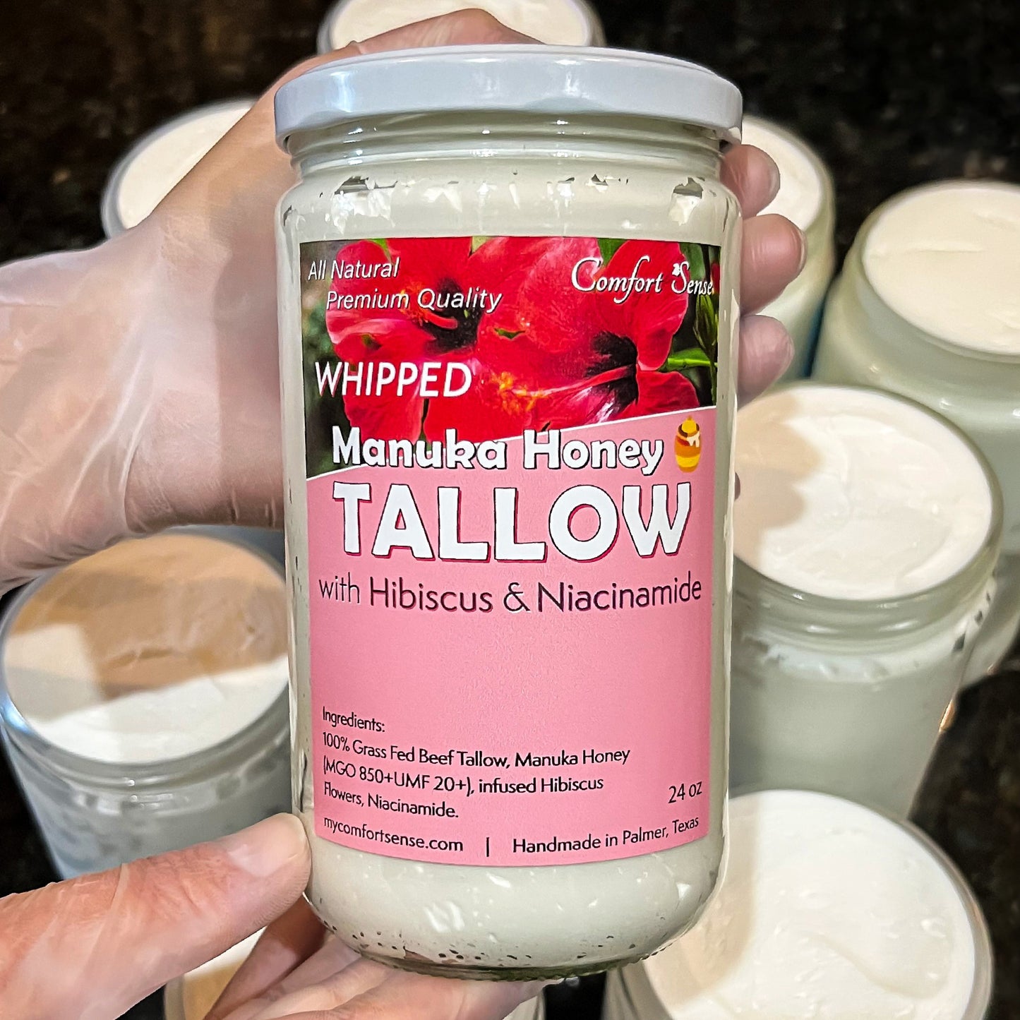 Hibiscus Niacinamide Whipped Beef Tallow Cream with Manuka Honey