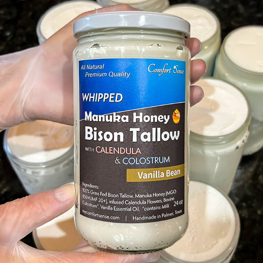 Colostrum Calendula Vanilla Bean Whipped Bison Tallow Cream with Manuka Honey