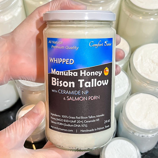 Ceramide & Salmon PDRN Whipped Bison Tallow Cream with Manuka Honey