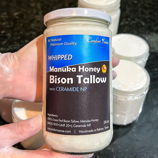 Ceramide Whipped Bison Tallow Cream with Manuka Honey
