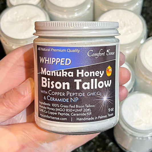 Copper Peptide & Ceramide Whipped Bison Tallow Cream with Manuka Honey