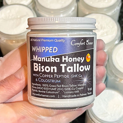Copper Peptide & Colostrum Whipped Bison Tallow Cream with Manuka Honey
