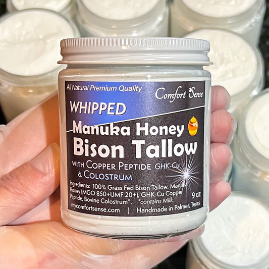 Copper Peptide & Colostrum Whipped Bison Tallow Cream with Manuka Honey