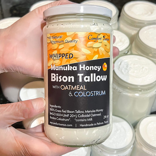 Oatmeal Colostrum Whipped Bison Tallow Cream with Manuka Honey