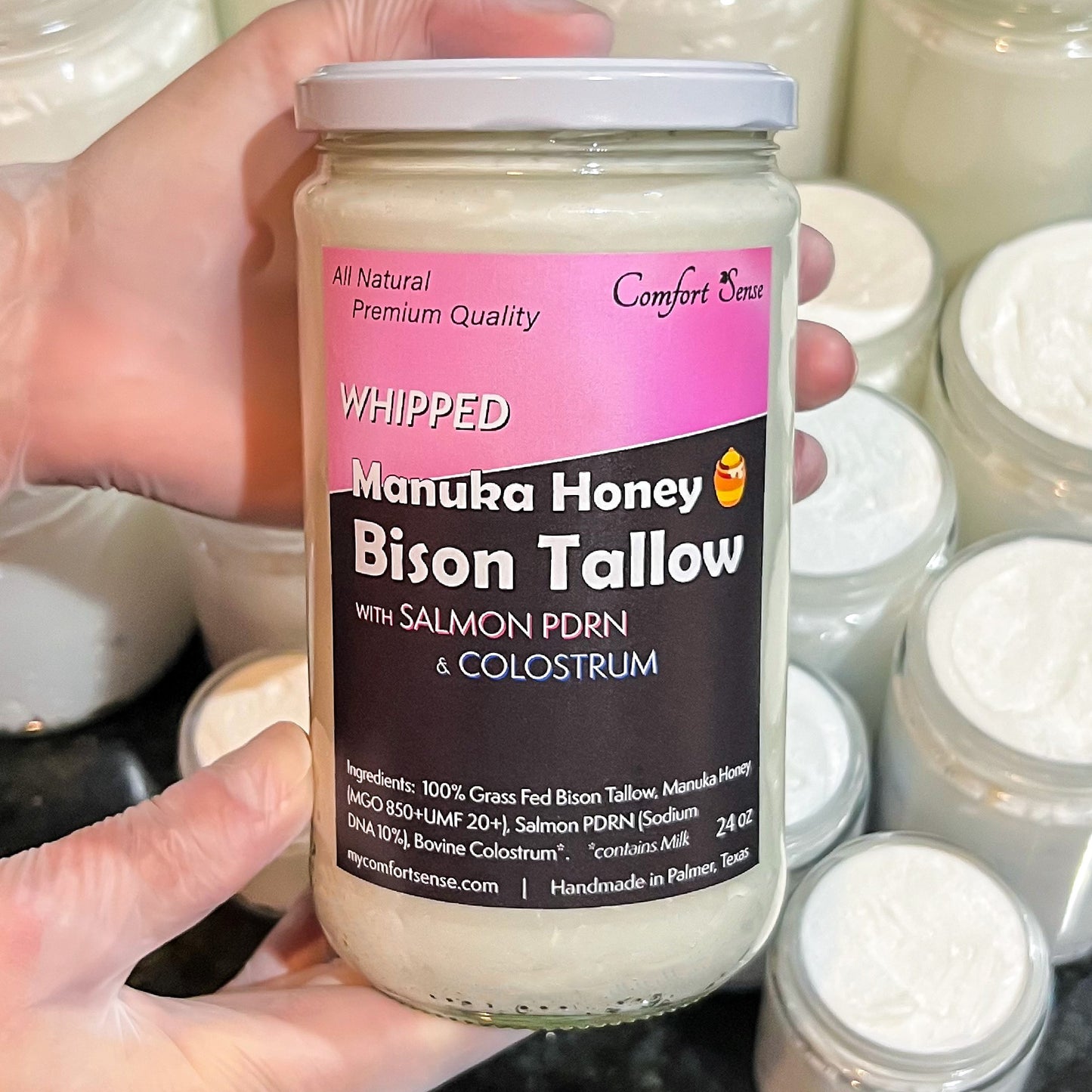 Salmon PDRN & Colostrum Whipped Bison Tallow Cream with Manuka Honey
