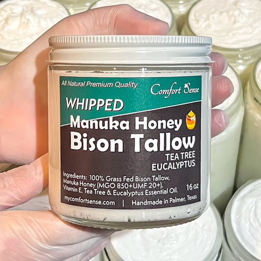 Tea Tree Eucalyptus Whipped Bison Tallow Cream with Manuka Honey