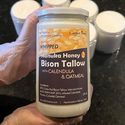 Oatmeal & Calendula Whipped Bison Tallow Cream with Manuka Honey