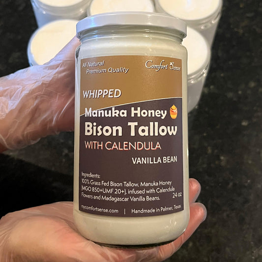 Vanilla Bean & Calendula Whipped Bison Tallow Cream with Manuka Honey