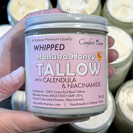 Niacinamide Calendula Whipped Beef Tallow Cream with Manuka Honey