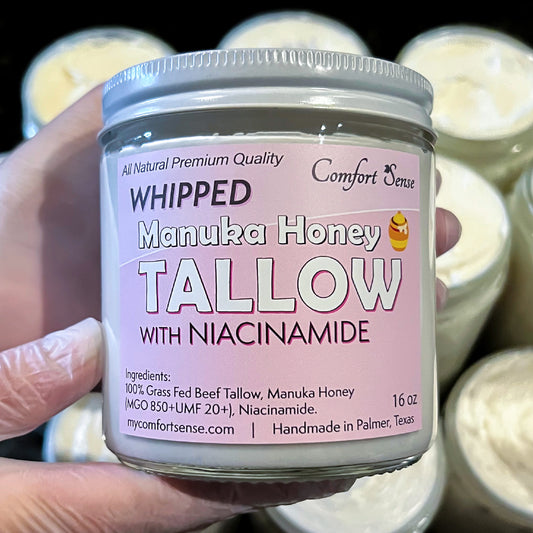 Niacinamide Whipped Beef Tallow Cream with Manuka Honey