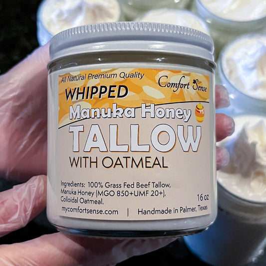 Oatmeal Whipped Beef Tallow Cream with Manuka Honey