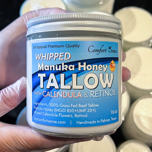 Retinol Calendula Whipped Beef Tallow Cream with Manuka Honey