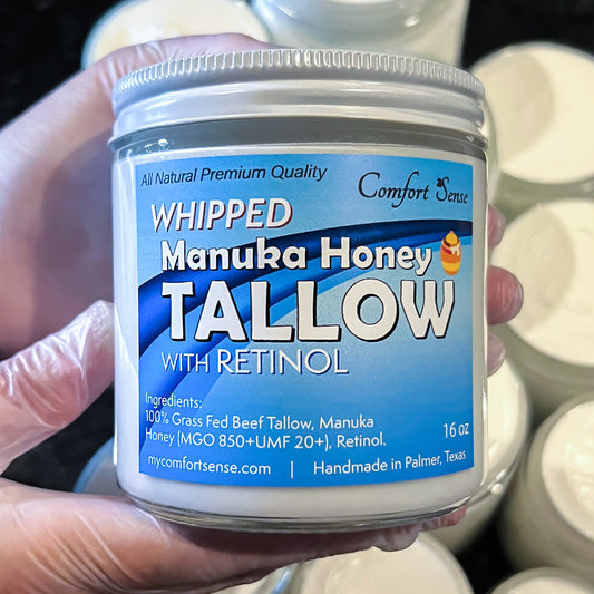 Retinol Whipped Beef Tallow Cream with Manuka Honey