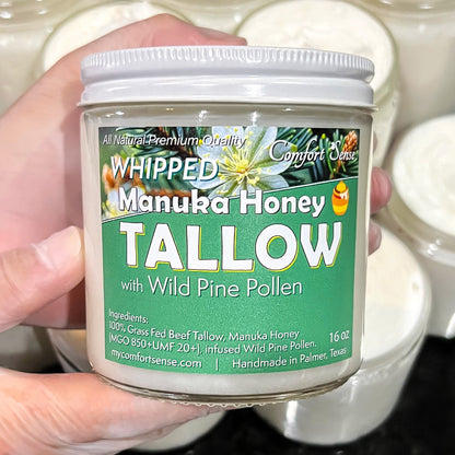 Pine Pollen Whipped Beef Tallow Cream with Manuka Honey