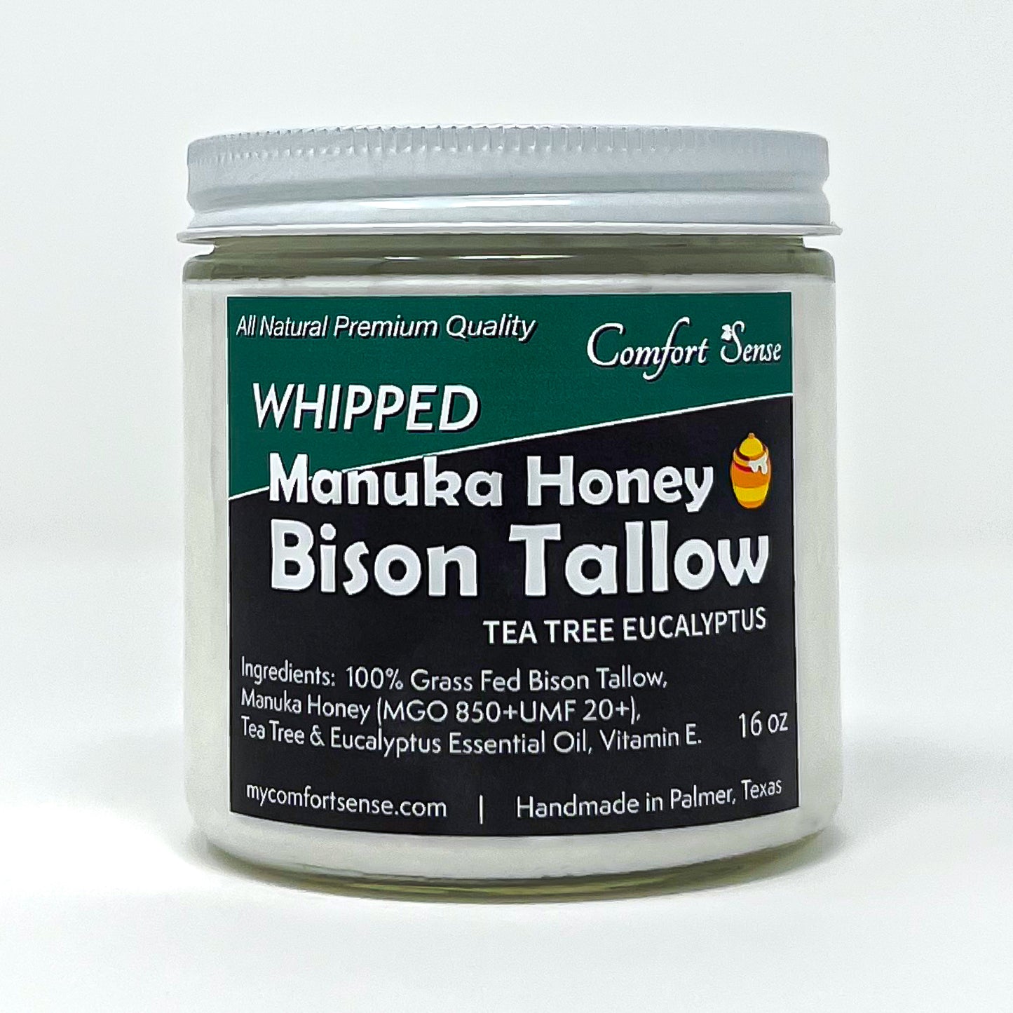 Tea Tree Eucalyptus Whipped Bison Tallow Cream with Manuka Honey