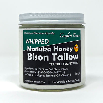Tea Tree Eucalyptus Whipped Bison Tallow Cream with Manuka Honey