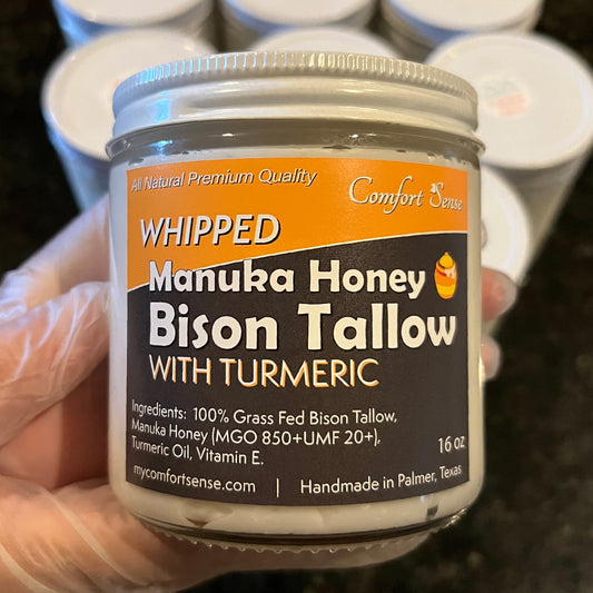 Turmeric Whipped Bison Tallow Cream with Manuka Honey