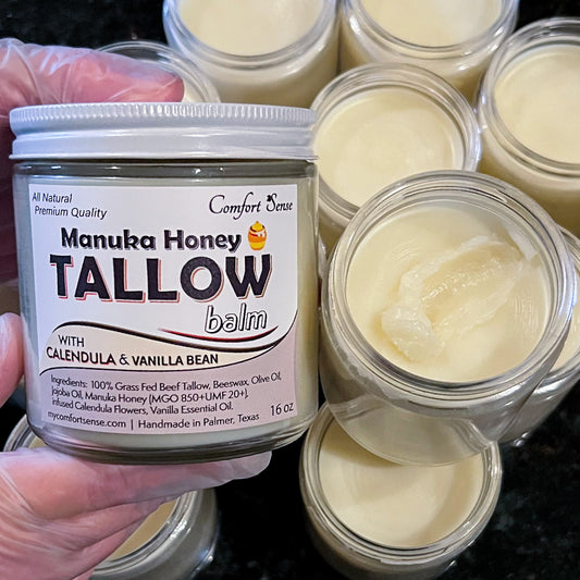 Vanilla Bean & Calendula Beef Tallow Balm with Manuka Honey